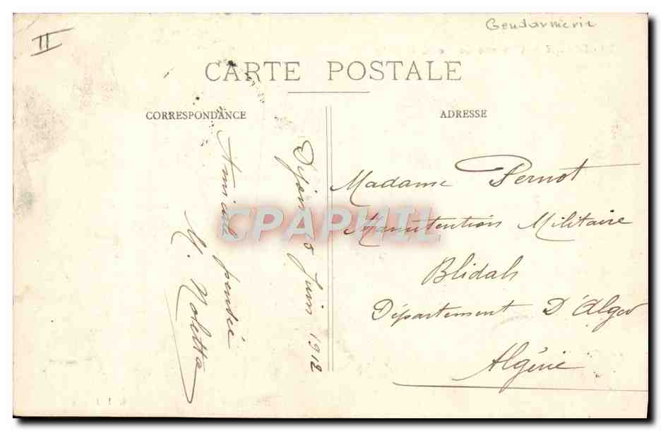 Dijon — Caserne de Gendarmerie — R. I. Déposé — Reverso