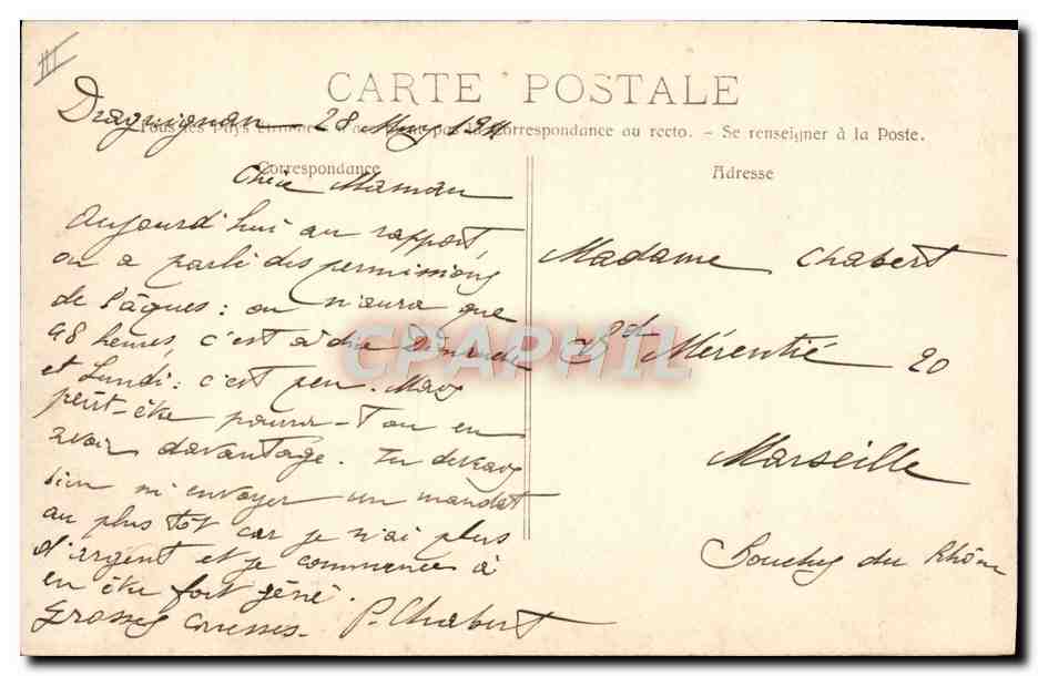 CPA Gendarmerie Draguignan — Verso