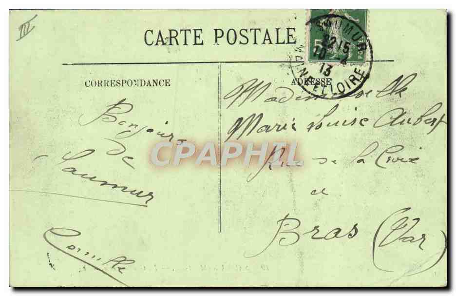 CPA Gendarmerie Saumur Lion Noir  — Verso