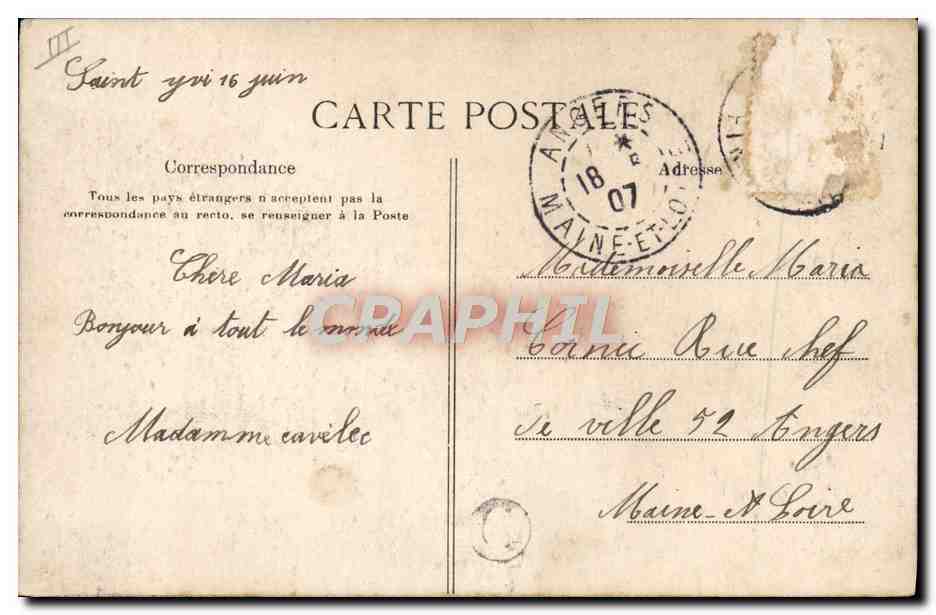 CPA Quimper La Gendarmerie Femmes Enfants Folklore  — Verso