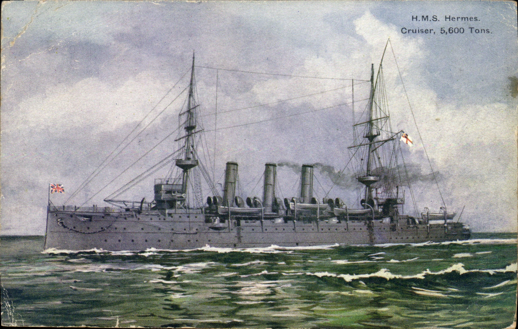 CPA Bateau HMS Hermes Cruiser 