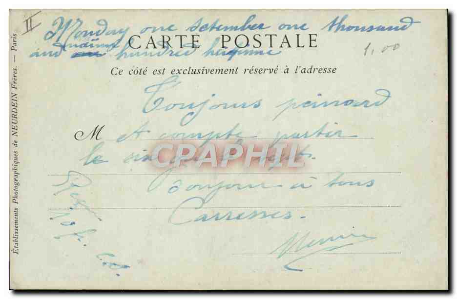 CPA Bordeaux Le grand Theatre Tramway — Verso