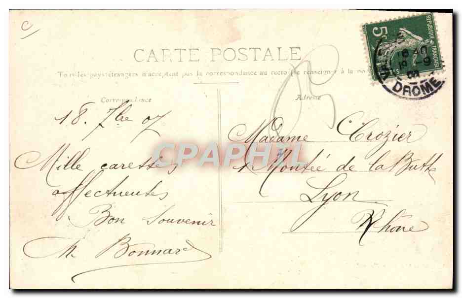 Grenze Frankreich-Schweiz — Schmuggler unterwegs in den Bergen — L. Miraland, Verlag Bellegarde Dépose, Nr. 501 — Rückseite