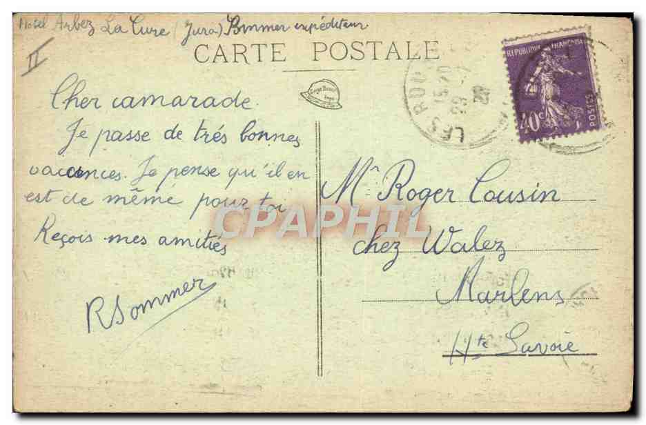 CPA Douanes la Cure La gare et la Douane — Rückseite