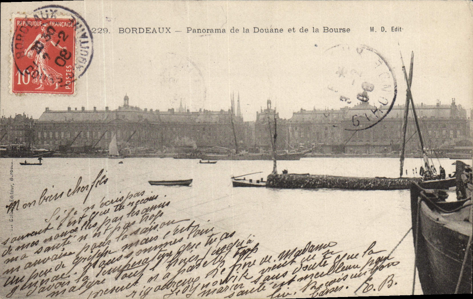 CPA Douanes Bordeaux Panorama de la douane et de la Bourse 