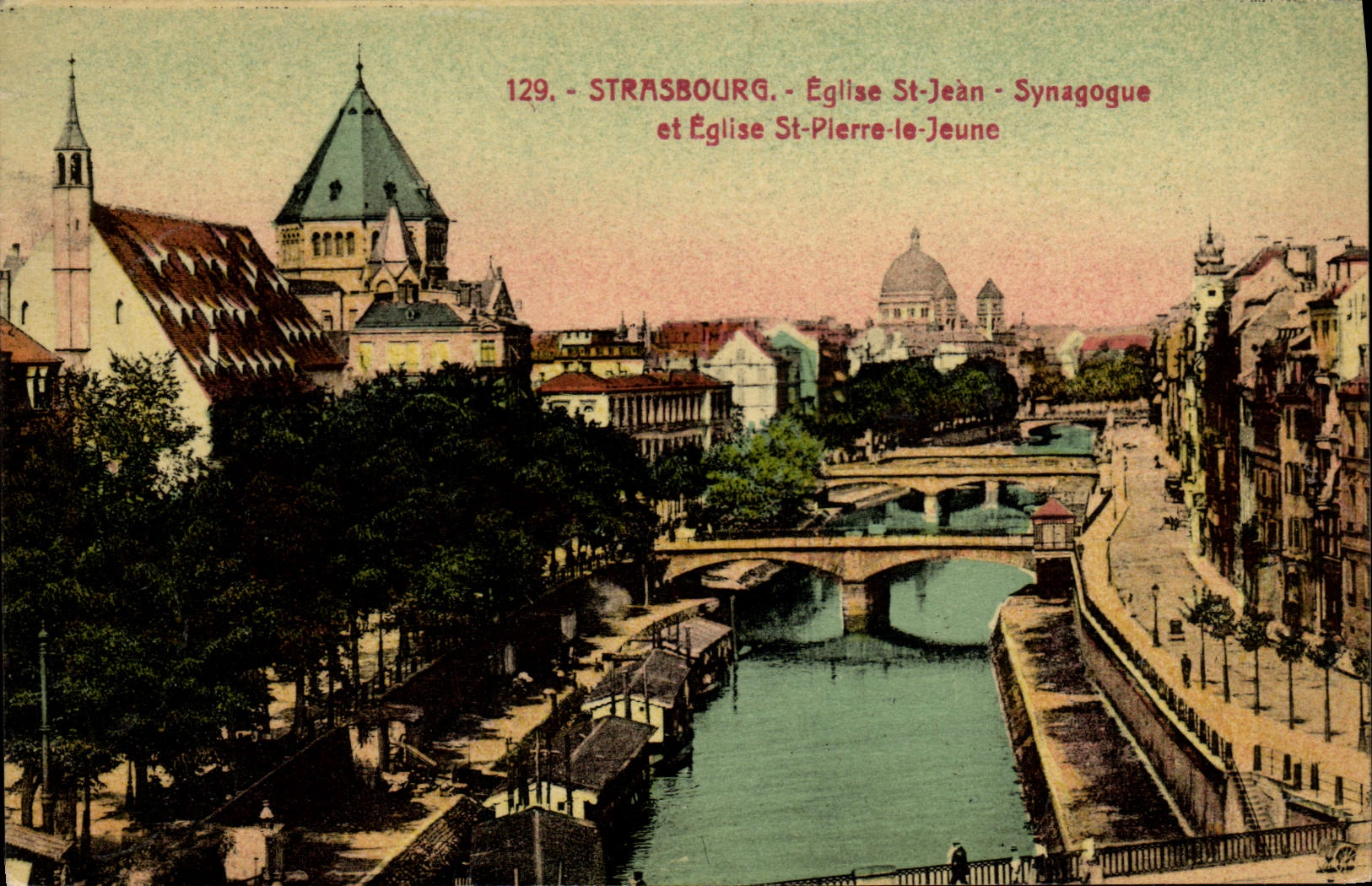 CPA Judaica Juif Strasbourg Eglise St Jean Synagogue et Eglise St Pierre le Jeune 