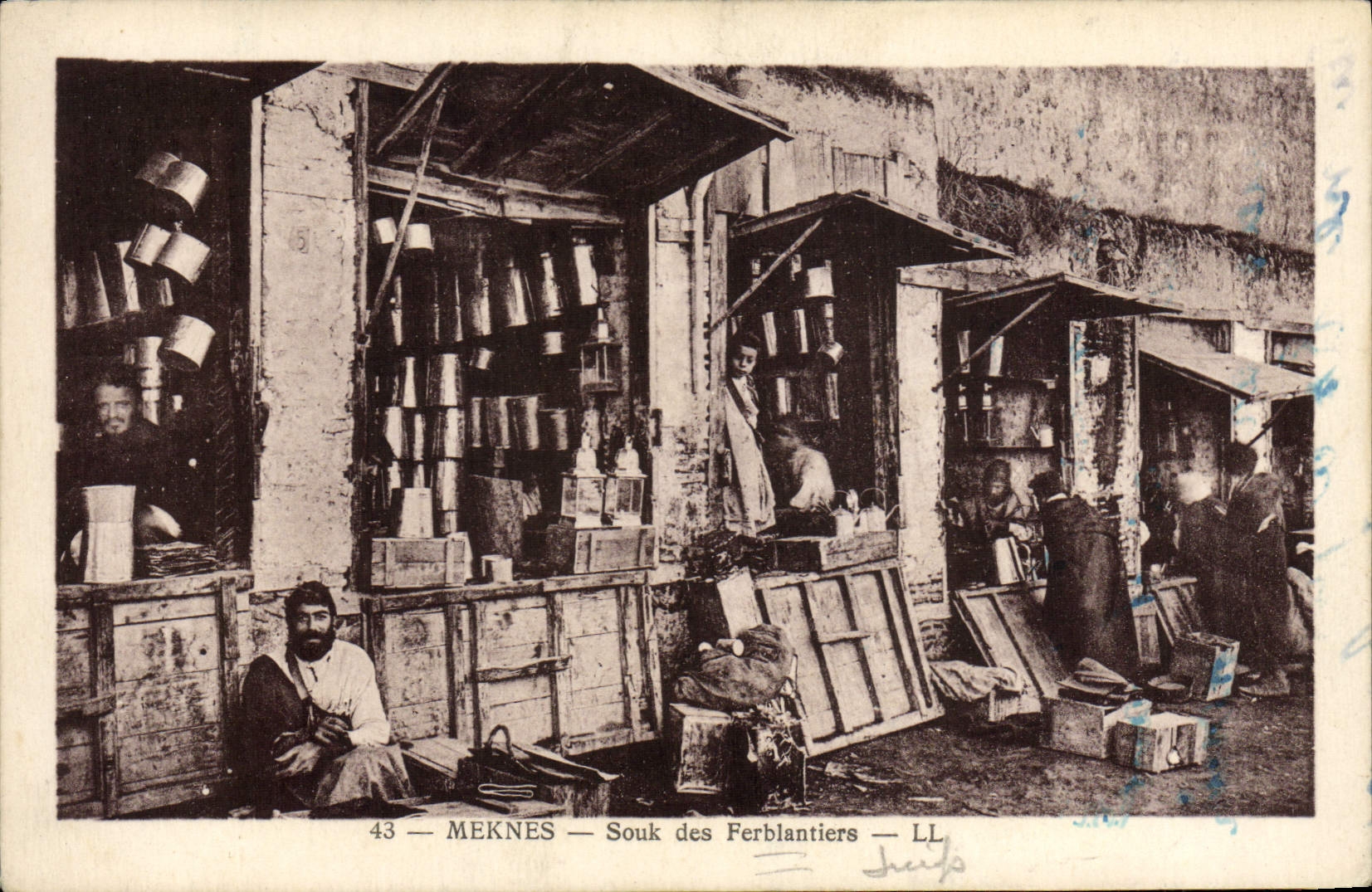 CPA Judaica Juif Meknes Souk des Ferblantiers 