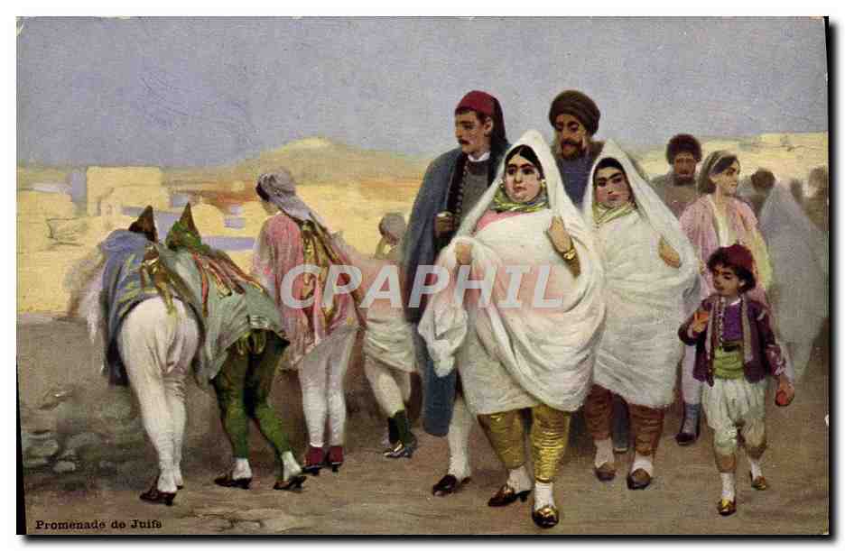 CPA Judaica Juif Promenade de juifs 