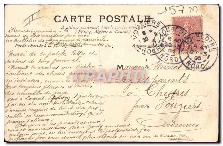 CPA Sapeurs Pompiers Tourcoing Hotel caserne des Sapeurs pompiers  — Back