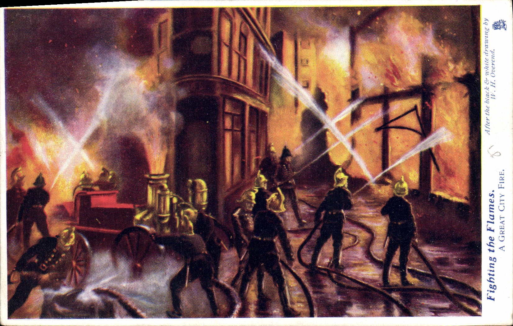 CPA Sapeurs Pompiers Fighting the flames A great city fire 