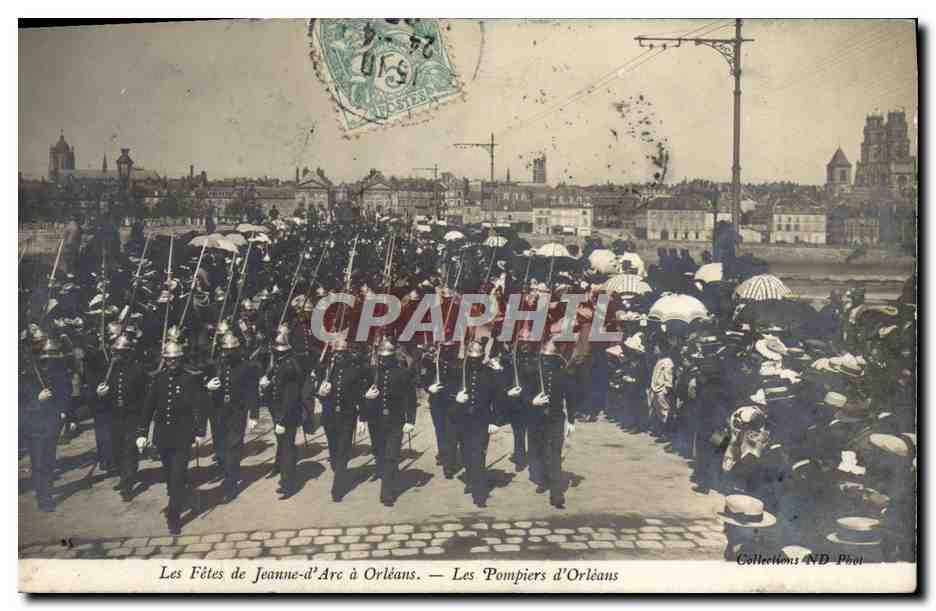 CPA Sapeurs Pompiers Les fetes de Jeanne d'Arc Les pompiers d'orleans 