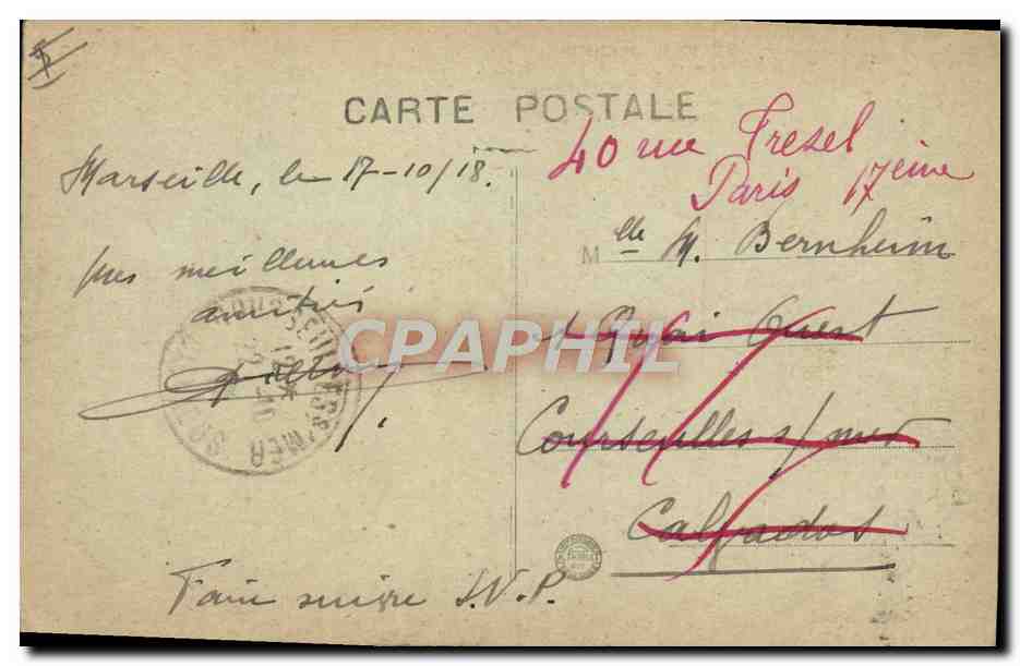 CPA Sapeurs Pompiers Marseille Sardine Sous amrin  — Back