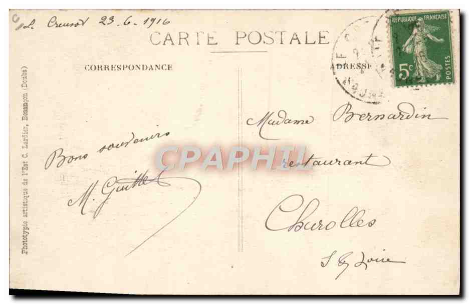 CPA Le Creusot Usines Schneider Atelier des projectiles Verification des Shrapnells — Rückseite