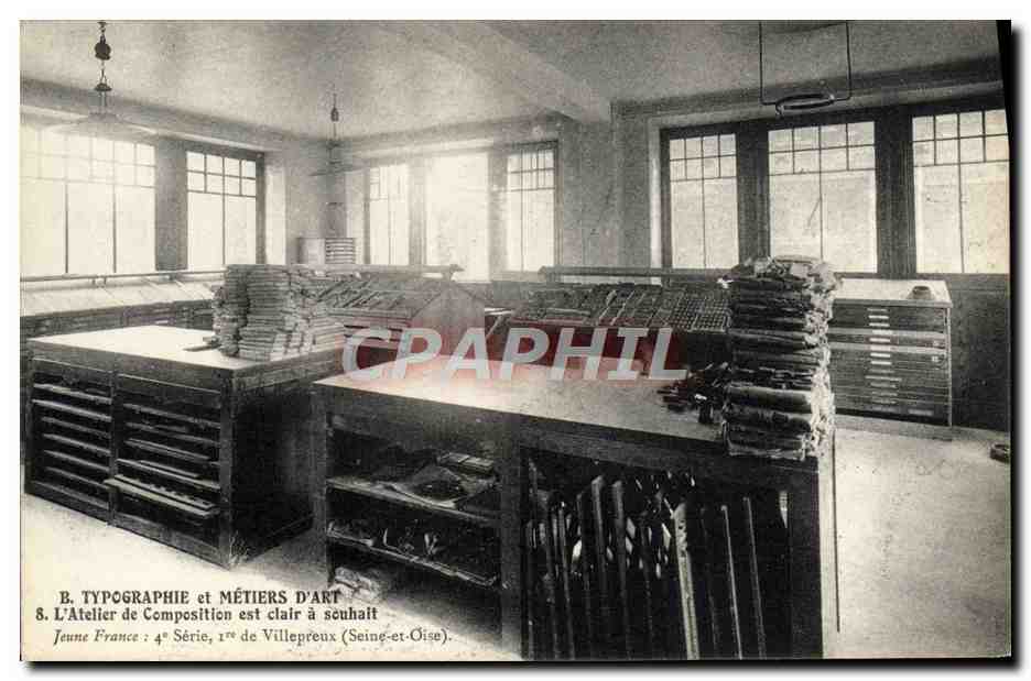 CPA Typographie et metiers d'art Atelier de composition est clair a souhait Villepreux 