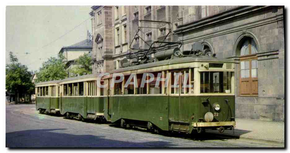 CPM Chemins de Fer Train Traimways de Colmar Wintzenheim Rame Satramo De Dietrich Depart de la Place du Theatre