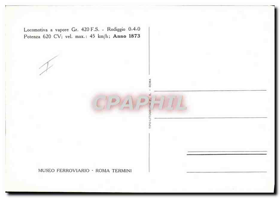 CPM Chemins de Fer Train Locomotive Gr 420 FS — Verso