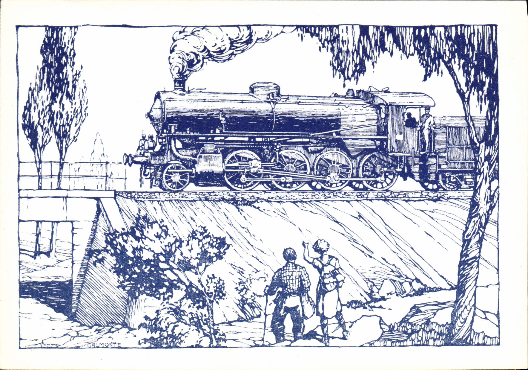 CPM Chemins de Fer Train Locomotive Gr 744 FS