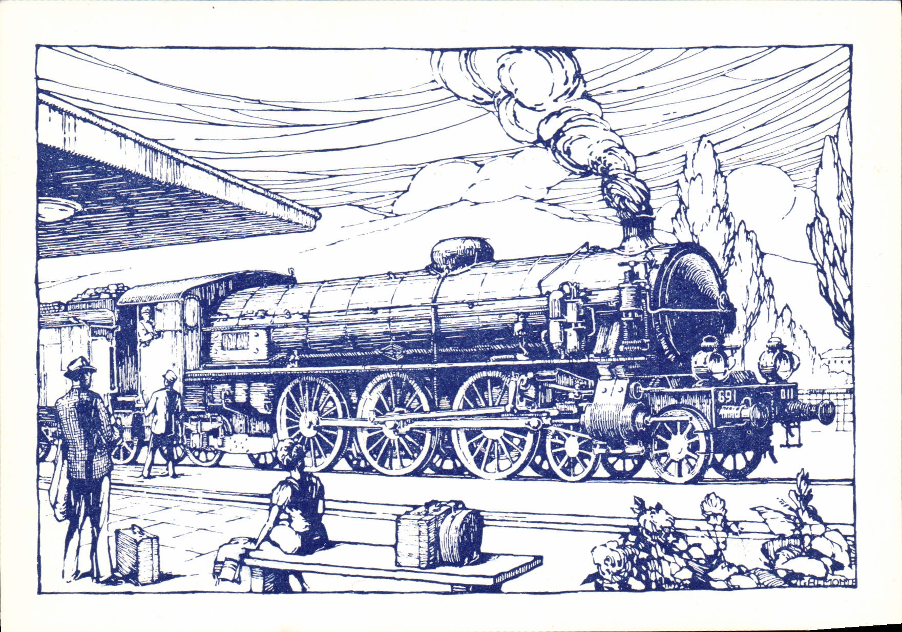 CPM Chemins de Fer Train Locomotive Gr 691 FS