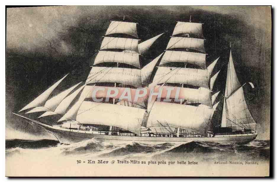Navire à trois mâts en mer — Artaud-Nozais, Nantes — n°30