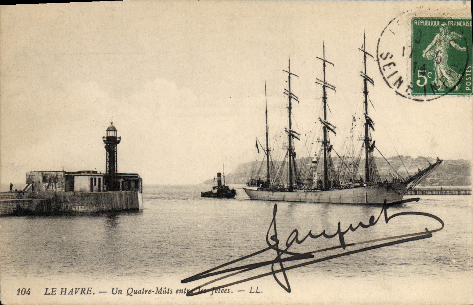 Le Havre — Un Quattro-Mâts tra gli moli — LL. n°104
