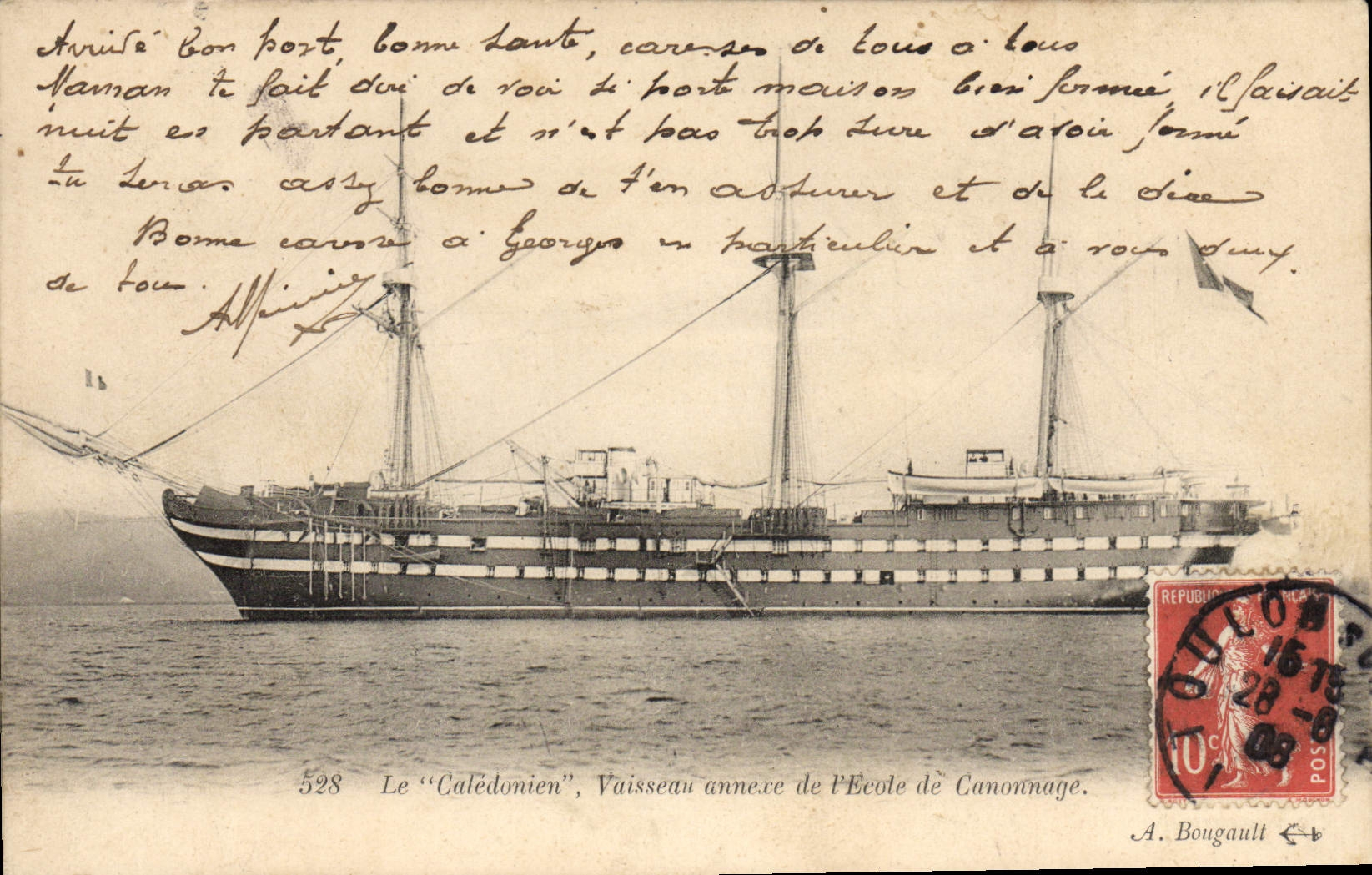El "Caledonien", nave auxiliar de la Escuela de Artillería — A. Bougault n°528