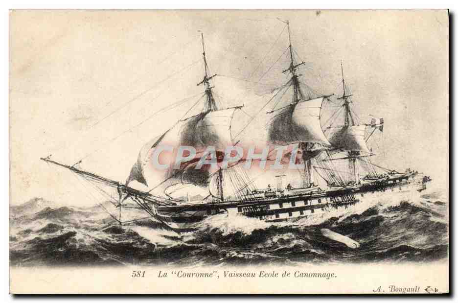 La "Couronne", Vaisseau École de Canonnage — A. Bongault, n° 581