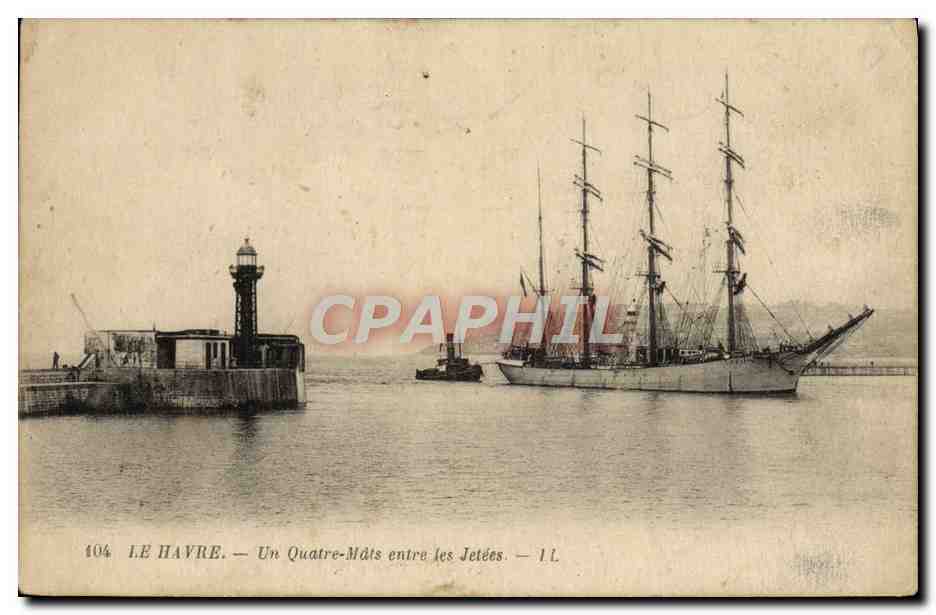 Le Havre — Un Quatre-Mâts entre les Jetées — I.L. n°104