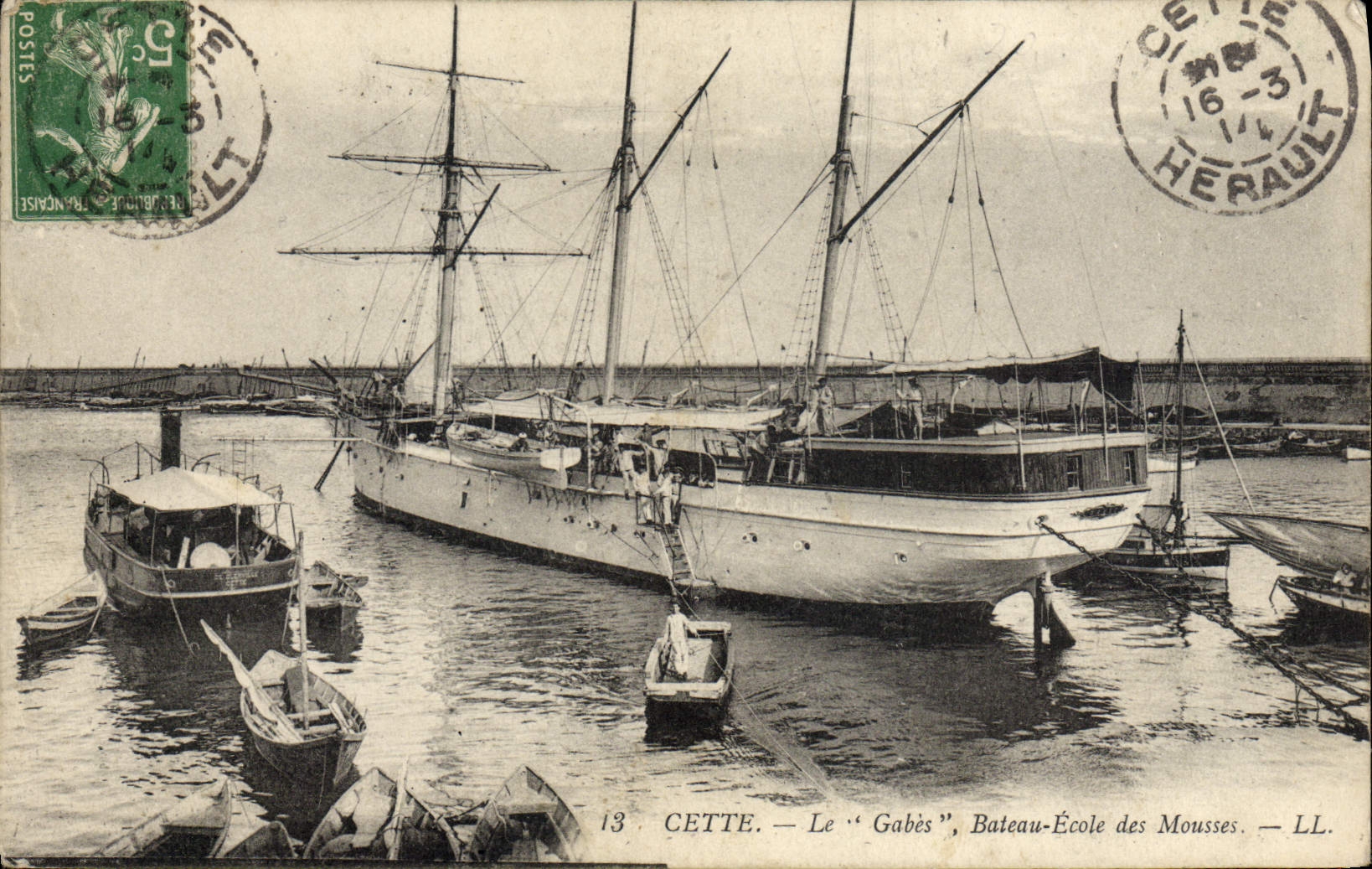 CETTE — El "Gabès", Buque Escuela de los Moscones — LL.