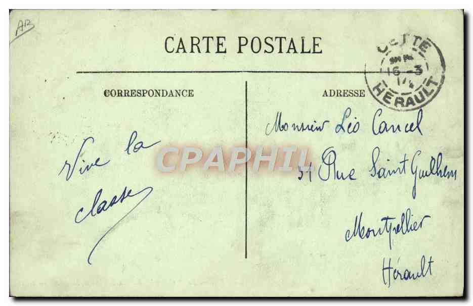 CETTE — El "Gabès", Buque Escuela de los Moscones — LL. — Reverso