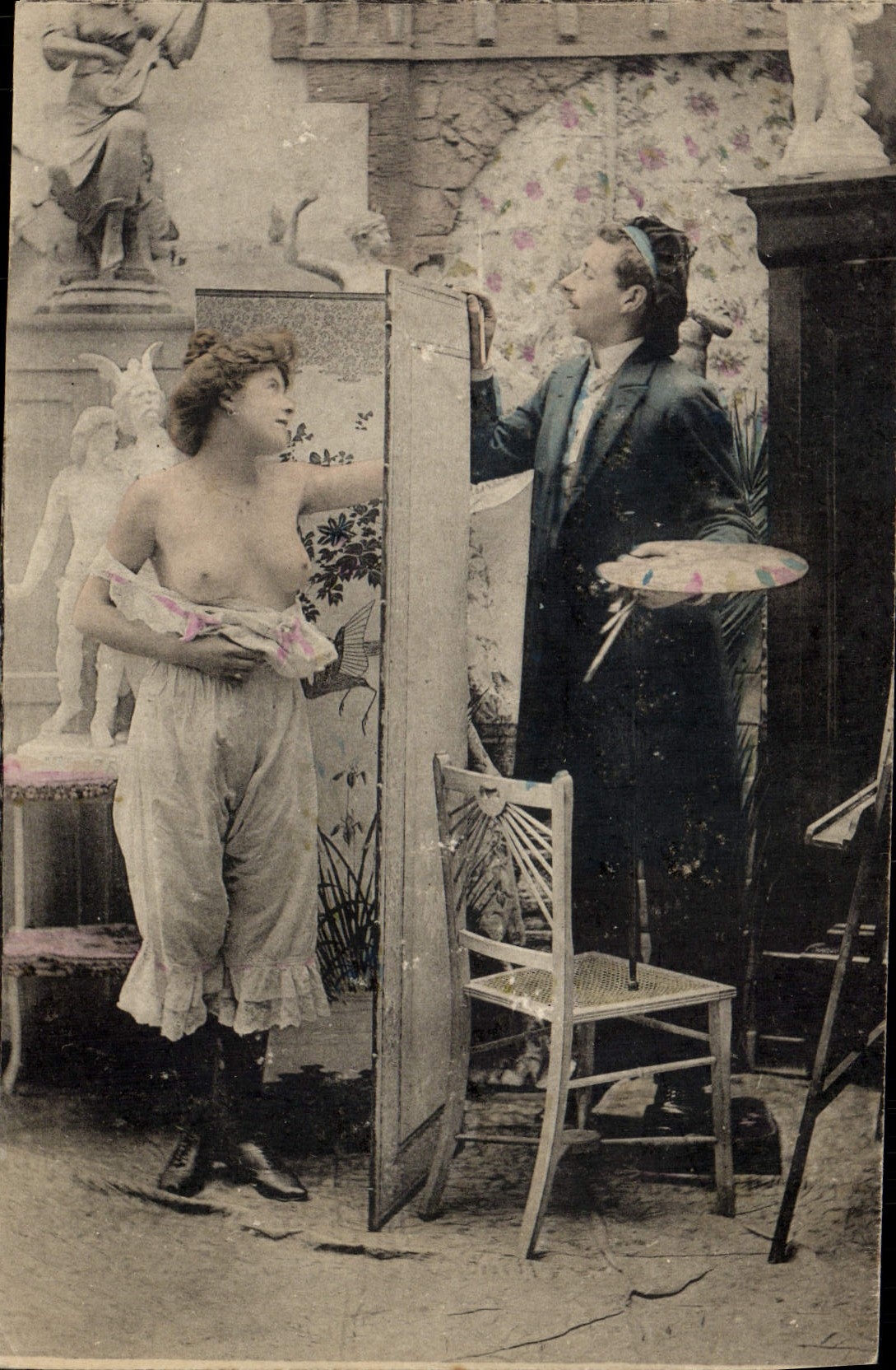 Sujet artistique — peintre et modèle — éditeur inconnu