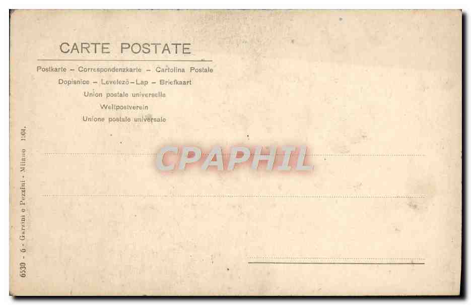 Frau in gestreiftem Kleid — elegante Pose — Verlag Garzini & Pozzolini, Mailand — Rückseite