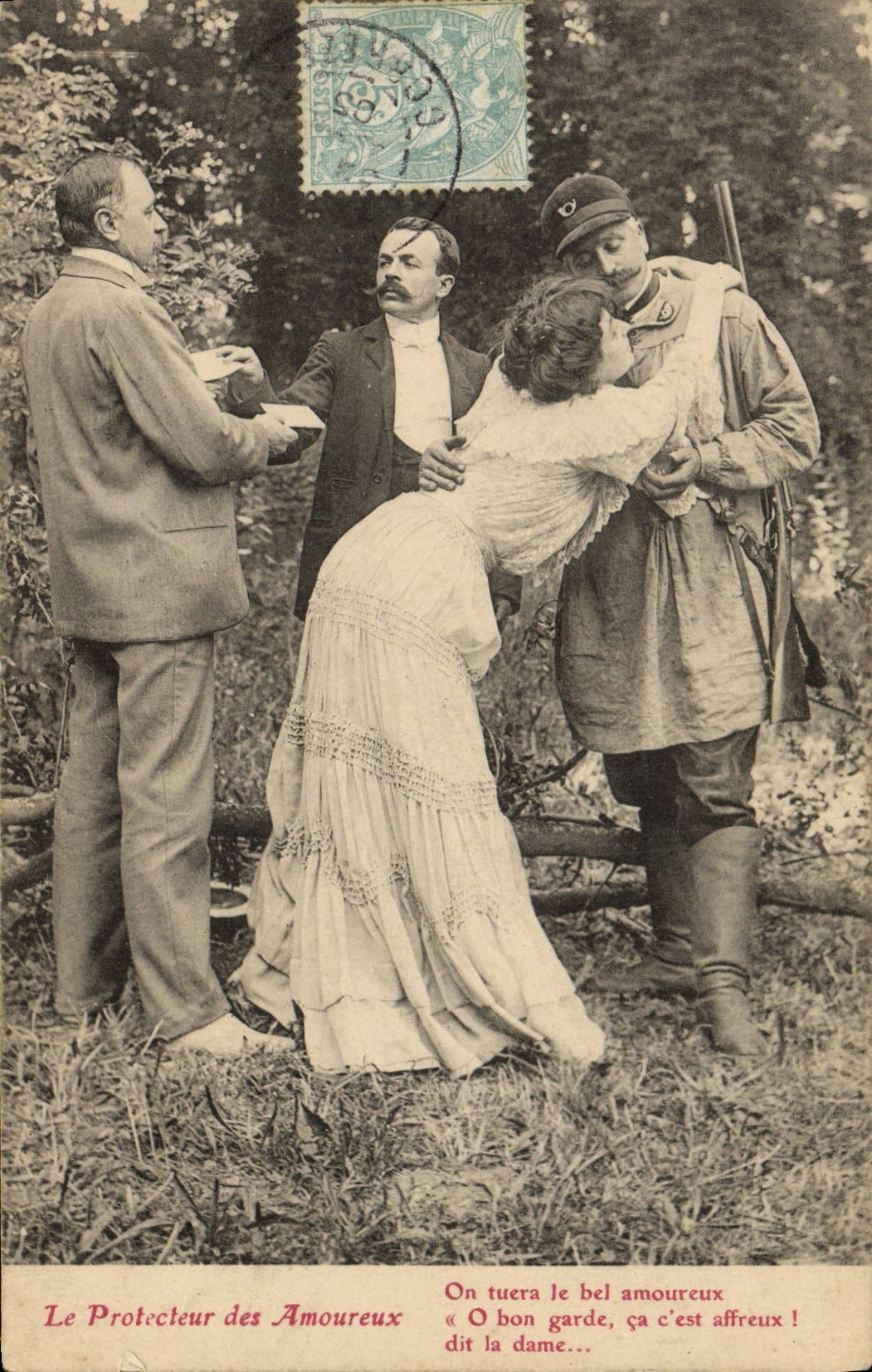 Le Protecteur des Amoureux — scène de forêt avec trois personnages — éditeur non visible
