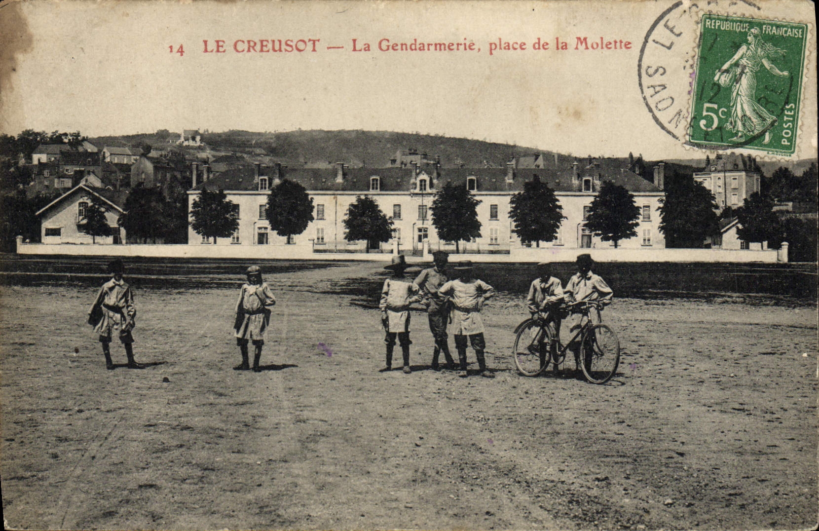 CPA Police Le Creusot La gendarmerie place de la Molette Velo Cycle 