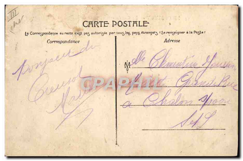 CPA Police Le Creusot La gendarmerie place de la Molette Velo Cycle  — Verso