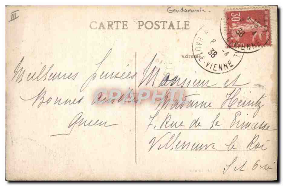 CPA Magnac Laval La gendarmerie  — Verso