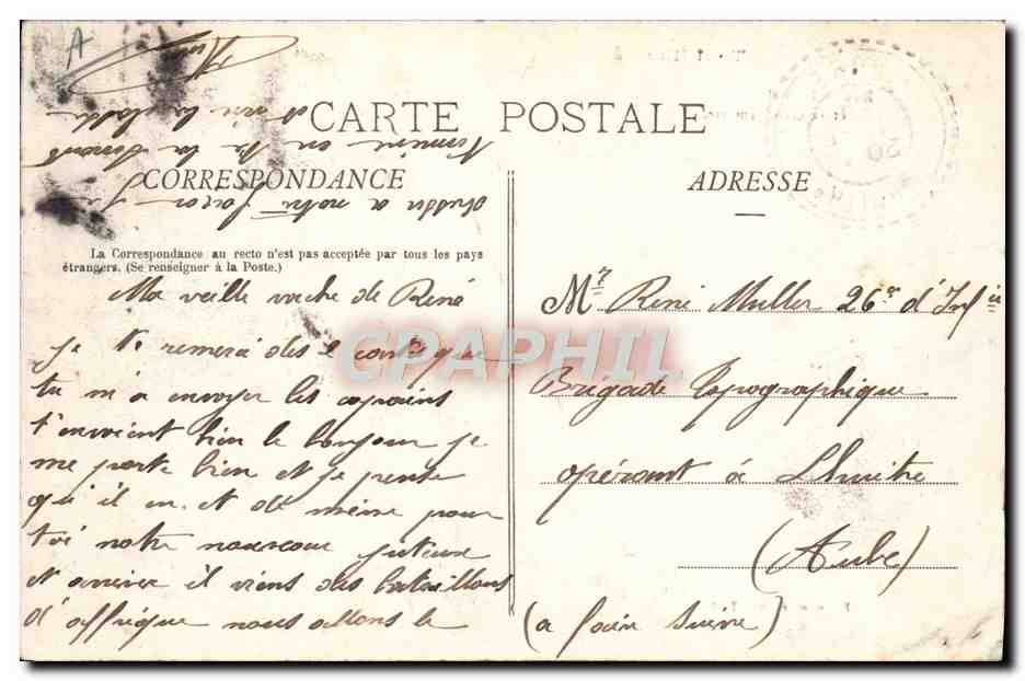 Rue Michatel et la Gendarmerie — Toul — éditeur Colrot, n°142 — Verso