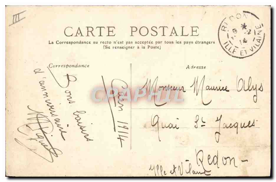 CPA Caen La gendarmerie  — Verso