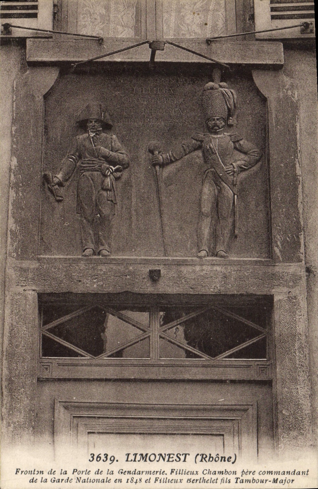 Fronton der Gendarmerie-Tür in Limonest (Rhône) — 3639 — Verlag X. Goutagny, ed. 36, r. Victor-Hugo, Lyon