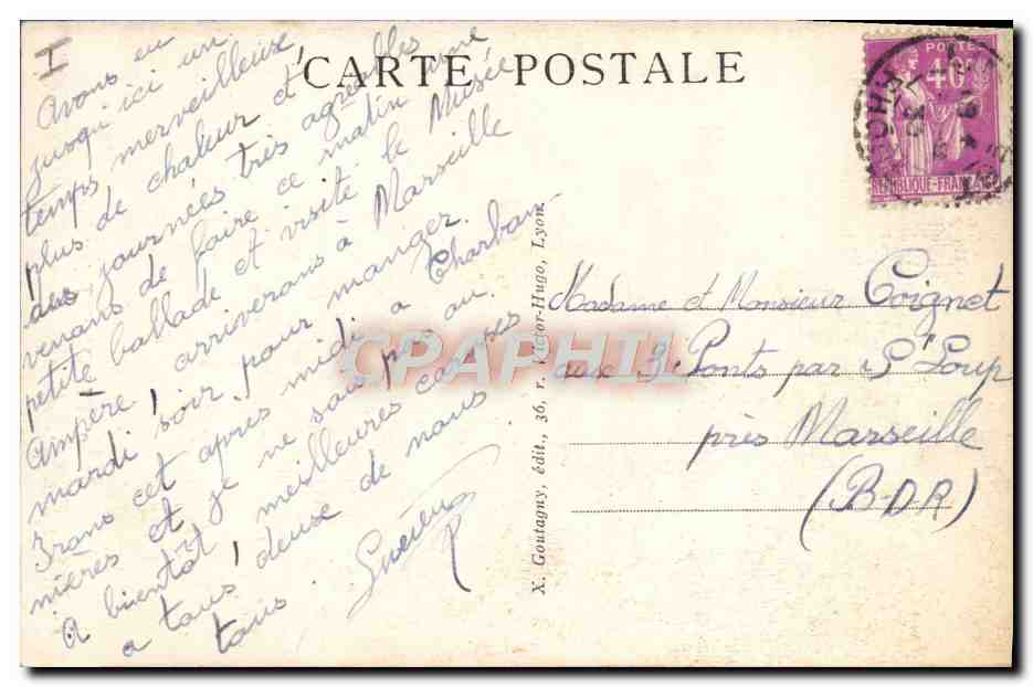 Fronton der Gendarmerie-Tür in Limonest (Rhône) — 3639 — Verlag X. Goutagny, ed. 36, r. Victor-Hugo, Lyon — Rückseite