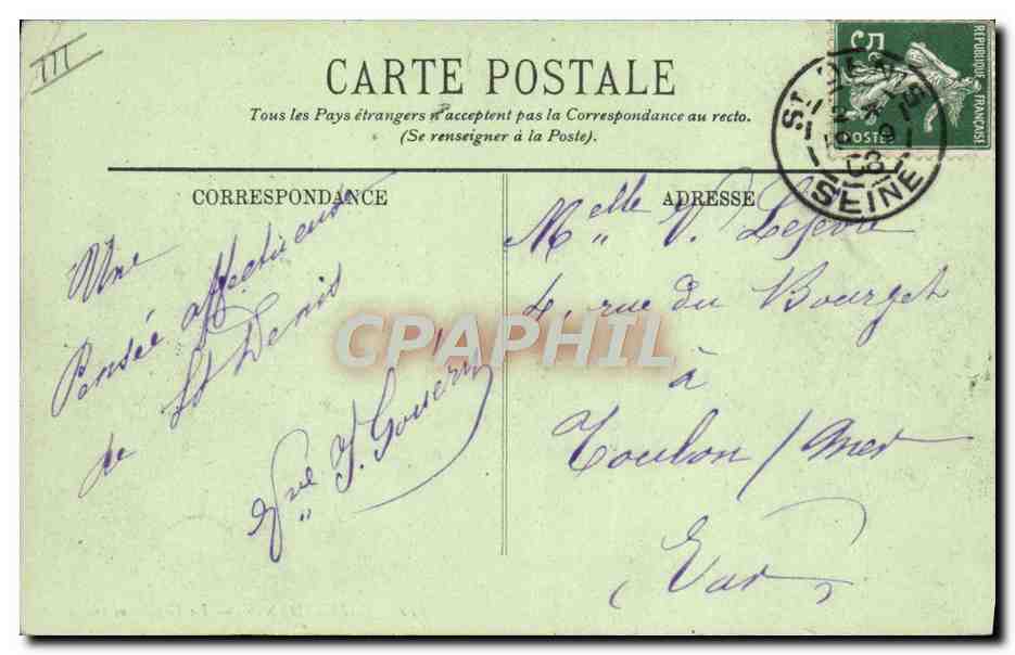 CPA Saint-Denis Gendarmerie — Verso
