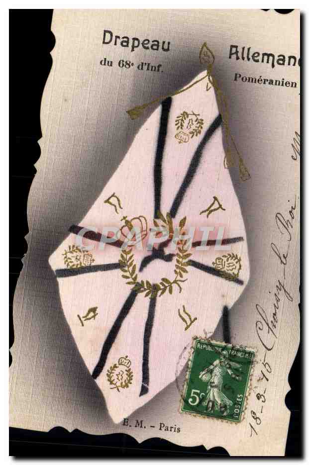 CPA Militaria Drapeau allemand 68e regiment d'infanterie Pomeranien (carte toilee)