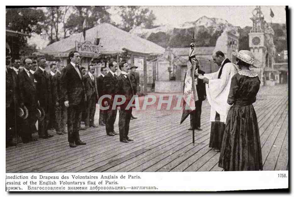 CPA Benediction du drapeau des volontaires anglais de Paris 