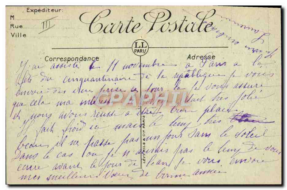 Les Drapeaux sur les Marches du Panthéon — 11 Novembre 1920 — LL 40 — Back
