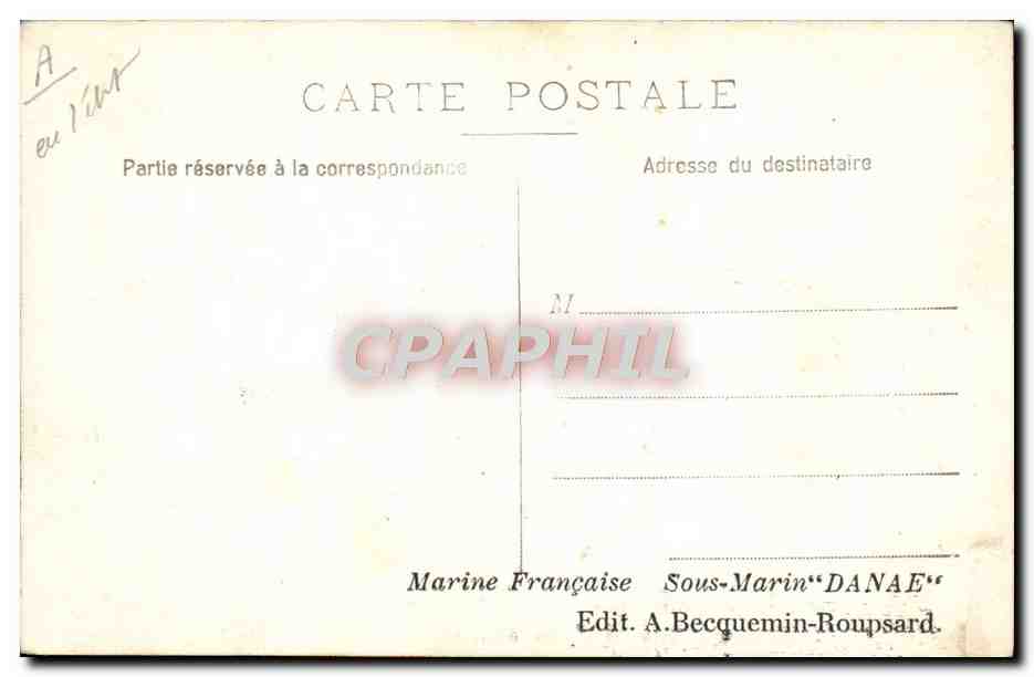 CPA Bateau Sous marin Danae  — Verso