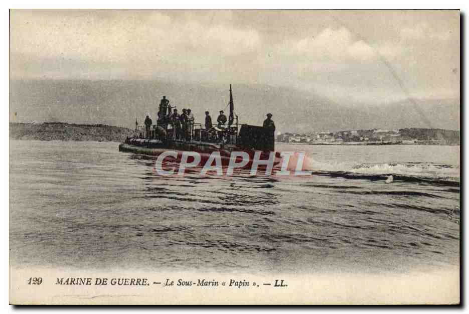 Marine de guerre — Le Sous-Marin « Papin » — LL. — Éditeur Lévy, Paris, n° 129