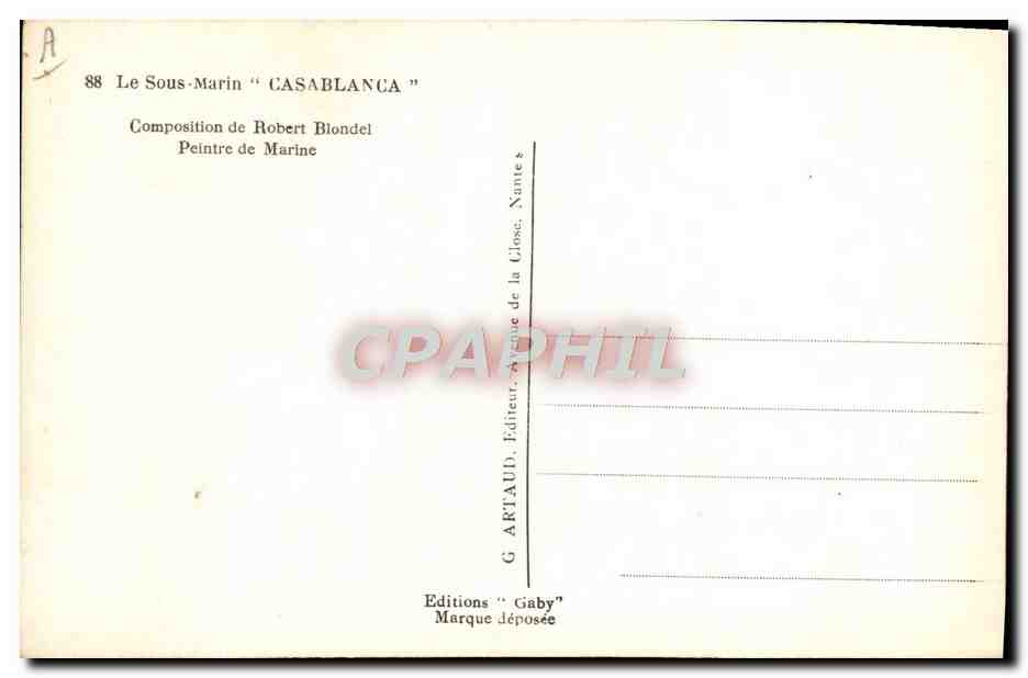 CPA Bateau Sous marin Casablanca  — Rückseite