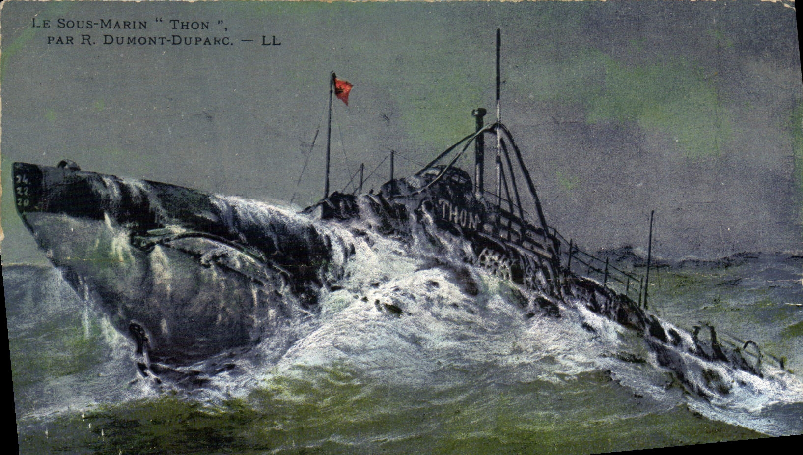 CPA Bateau Sous marin Thon par Dumont Duparc 