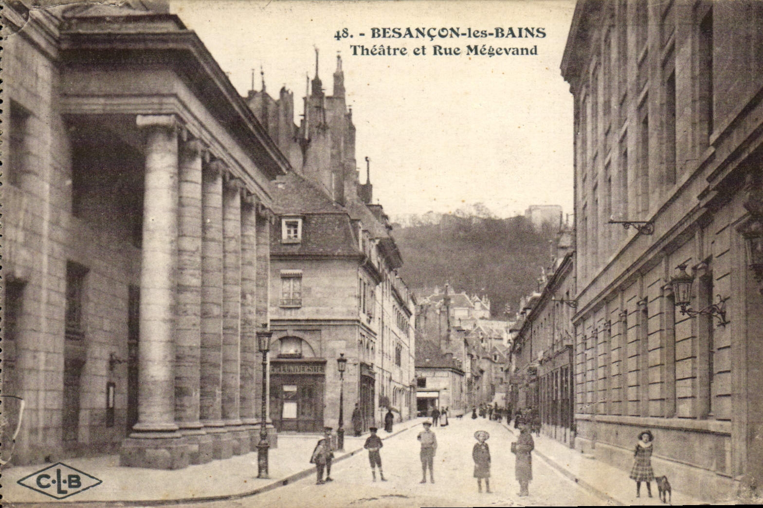 CPA Besancon les Bains Theatre et rue Megevand 