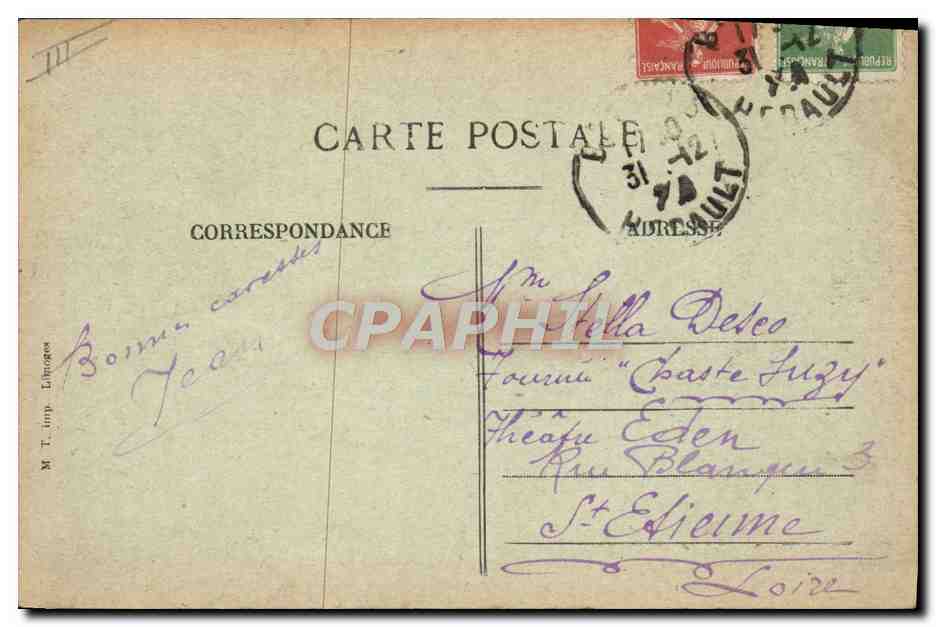 CPA Beziers Theatre des Varietes  — Rückseite