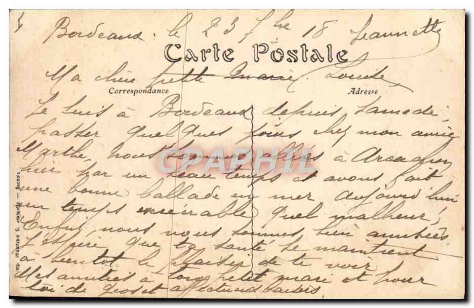CPA Bordeaux Le grand Theatre  — Verso